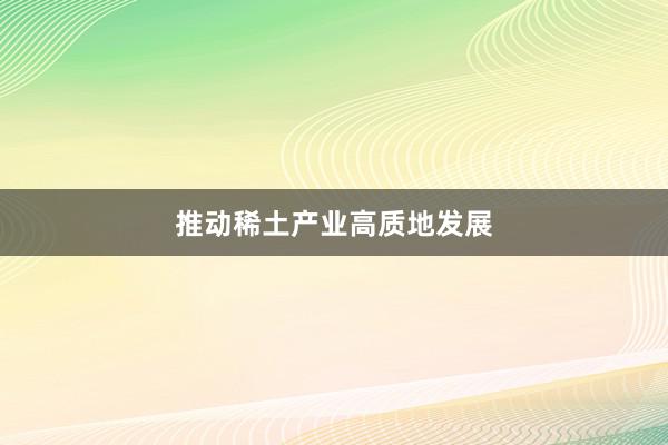 推动稀土产业高质地发展