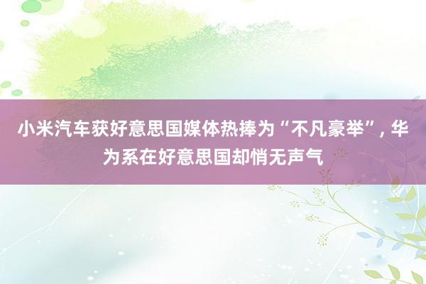 小米汽车获好意思国媒体热捧为“不凡豪举”, 华为系在好意思国却悄无声气