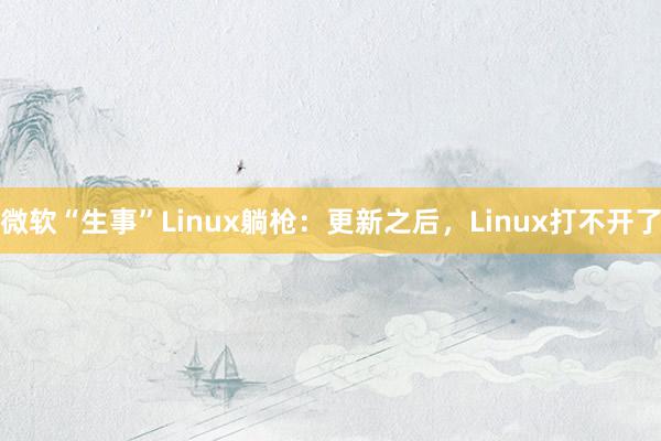 微软“生事”Linux躺枪：更新之后，Linux打不开了