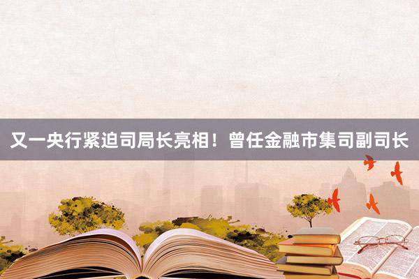 又一央行紧迫司局长亮相！曾任金融市集司副司长